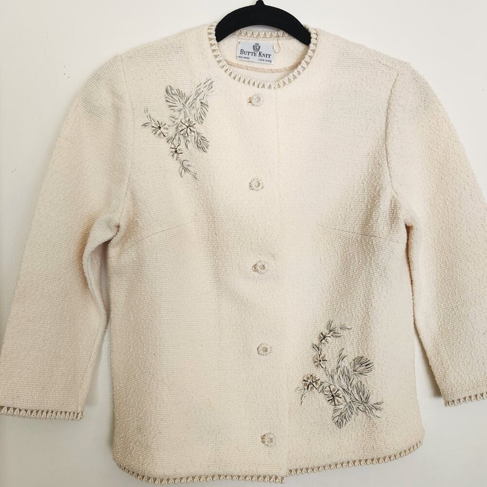 Vintage 60's Ivory Wool jacket Butte Knit wedding